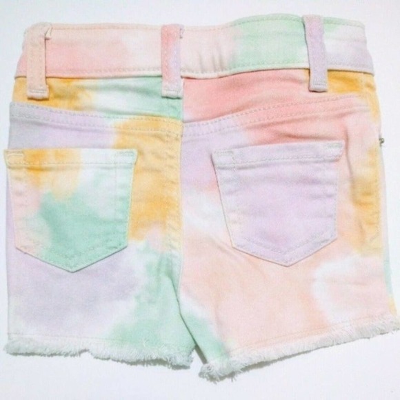 Cat & Jack Girls Raw Hem Boho Hippie Tie Dye Jean Shorts Adjustable Waist, 12M - Picture 3 of 8